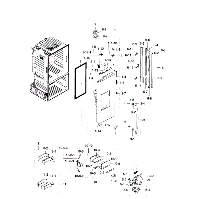 Left Door Diagram and Parts List for RF28HFEDBBC AA-05 Samsung Refrigerator