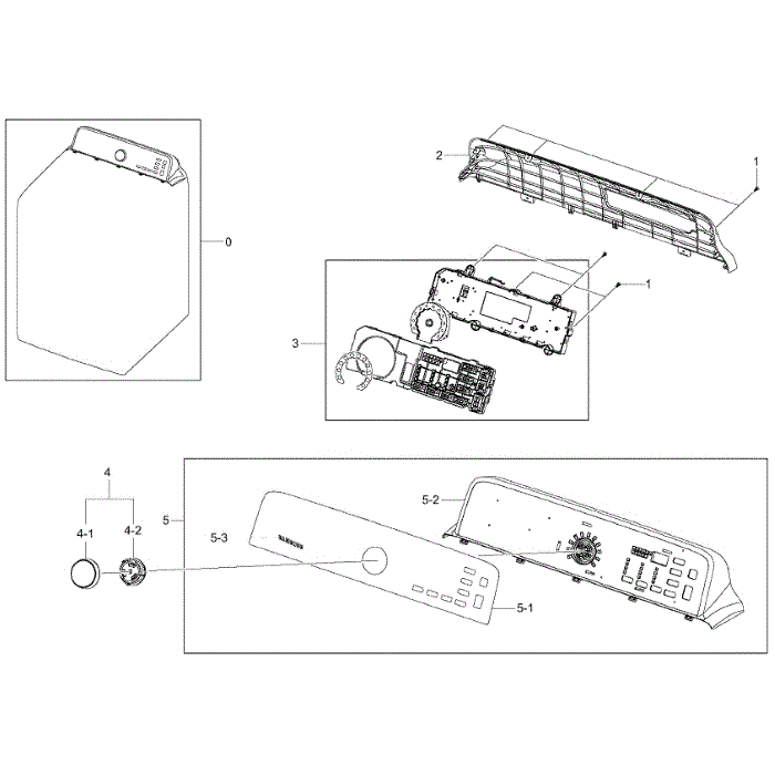 Control Panel Diagram and Parts List for DV45H7000EW A2-02 Samsung Dryer