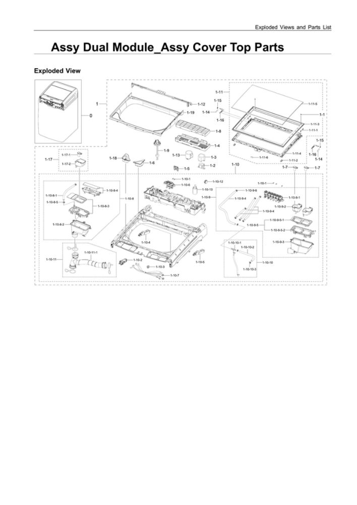 Top Cover Assembly Diagram and Parts List for WV55M9600AV A5-03 Samsung Washer
