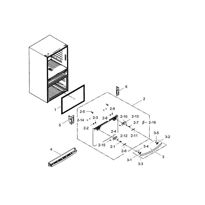 Freezer Door Diagram and Parts List for RF28HMEDBSR AA-05 Samsung Refrigerator