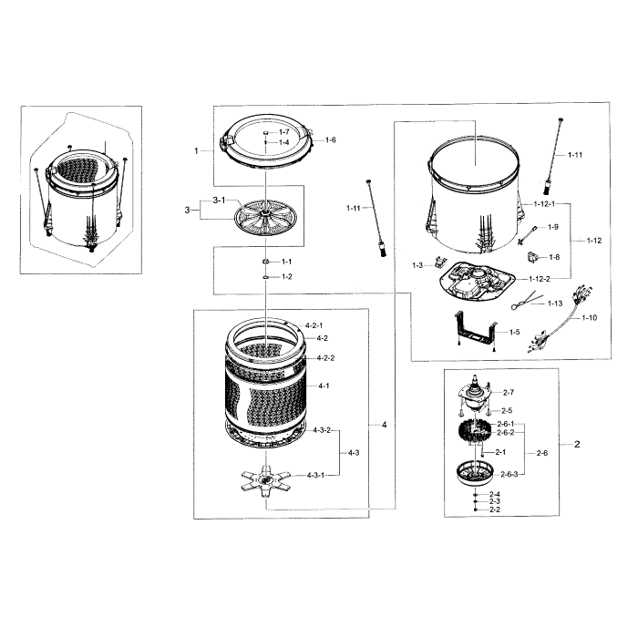 Tub Diagram and Parts List for WA456DRHDSU AA-04 Samsung Washer