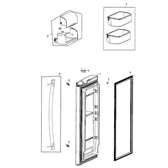 Refrig R Door Diagram and Parts List for RF266AEWP XAA-00 Samsung Refrigerator
