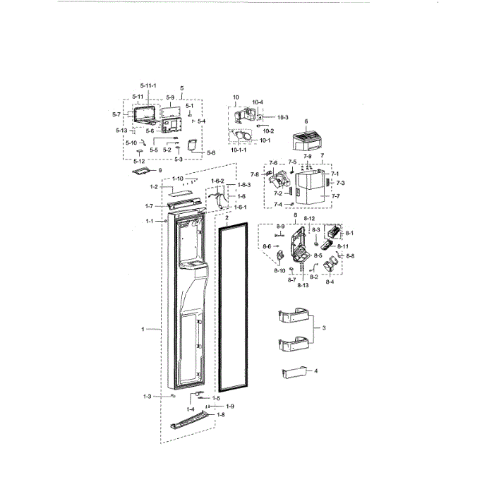 Freezer Door Diagram and Parts List for RSG307AABP XAA-04 Samsung Refrigerator