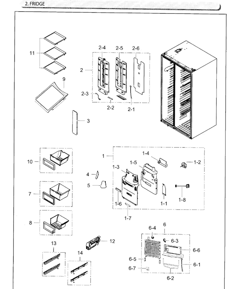 Refrigerator Diagram and Parts List for RH25H5611WW AA-0002 Samsung Refrigerator