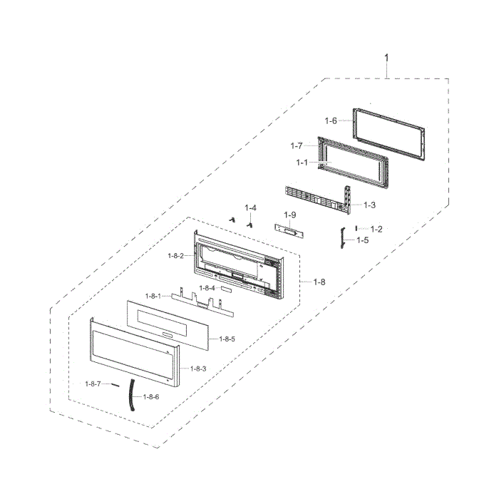 Door Diagram and Parts List for ME21K7010DG AA-00 Samsung Microwave Oven Combo
