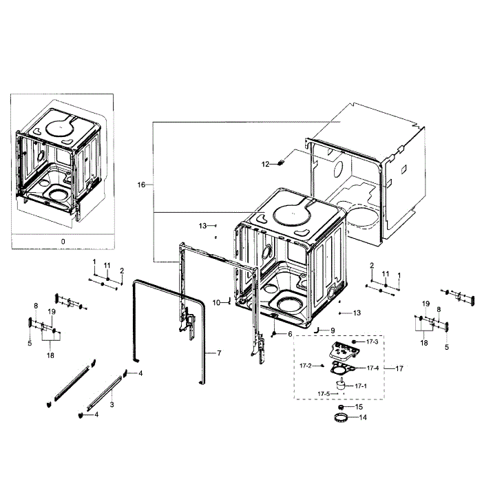 Tub Diagram and Parts List for DW80J7550UG AA-01 Samsung Dishwasher