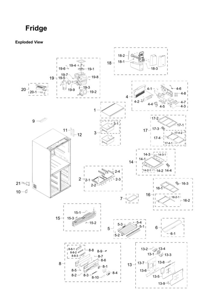 Refrigerator Parts Diagram and Parts List for RF24J9960S4 AA-06 Samsung Refrigerator