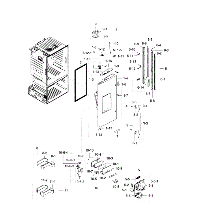 Left Door Diagram and Parts List for RF28HFEDBBC AA-08 Samsung Refrigerator