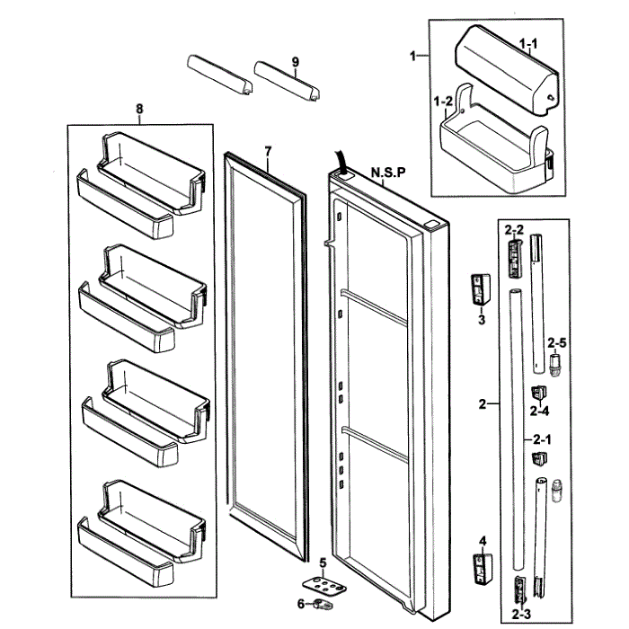 Right Door Diagram and Parts List for RS269LARS XAA-00 Samsung Refrigerator