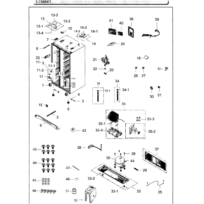 Cabinet Diagram and Parts List for RH25H5611BC AA-02 Samsung Refrigerator