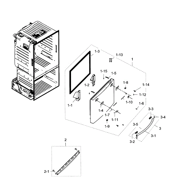 Freezer Door Diagram and Parts List for RF28HDEDPBC AA-01 Samsung Refrigerator