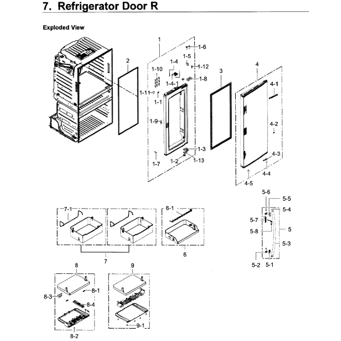 Fridge Door R Diagram and Parts List for RF28JBEDBSR AA-06 Samsung Refrigerator