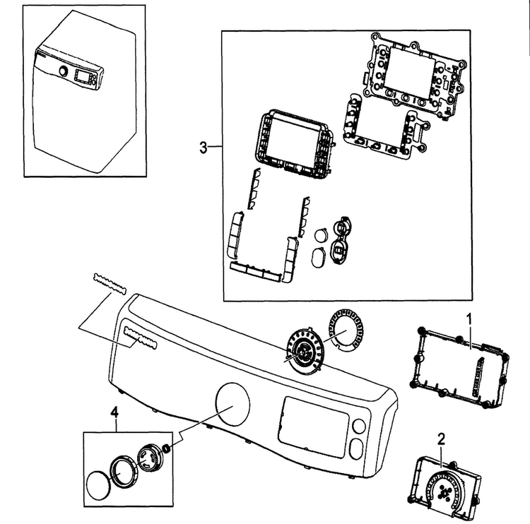 Control Panel Diagram and Parts List for DV511AGR XAA Samsung Dryer