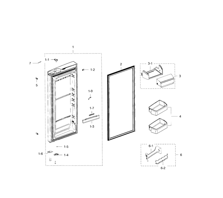 Refrigerator Door R Diagram and Parts List for RFG238AAWP XAA-0000 Samsung Refrigerator