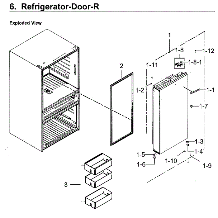 Fridge Door Rt Diagram and Parts List for RF23M8070SG AA-00 Samsung Refrigerator