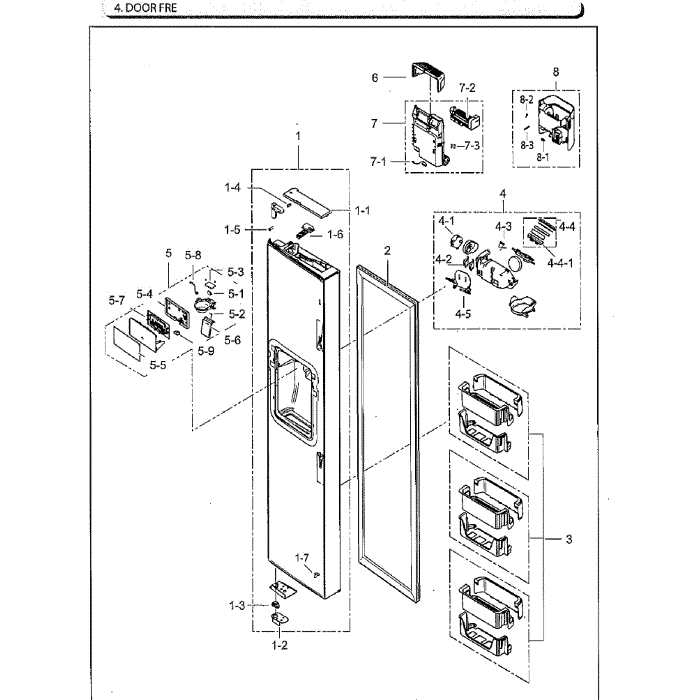 Door Left Diagram and Parts List for RS25H5111SG AA-01 Samsung Refrigerator