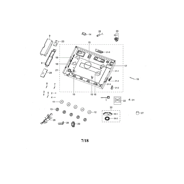Module / Knobs Diagram and Parts List for NA36N6555TG AA-00 Samsung Cooktop