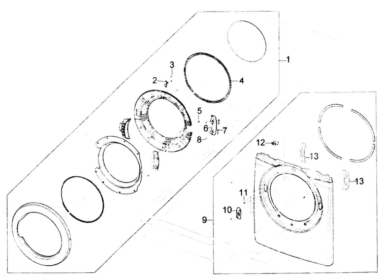 Door Assy Diagram and Parts List for DV220AEW XAA Samsung Dryer