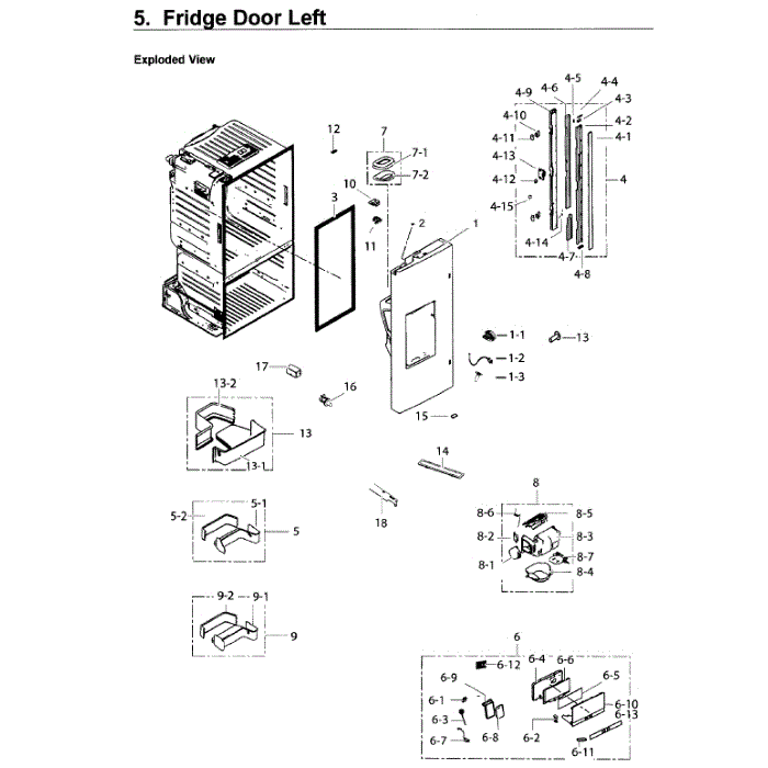 Fridge Door L Diagram and Parts List for RF26J7500SR AA-02 Samsung Refrigerator