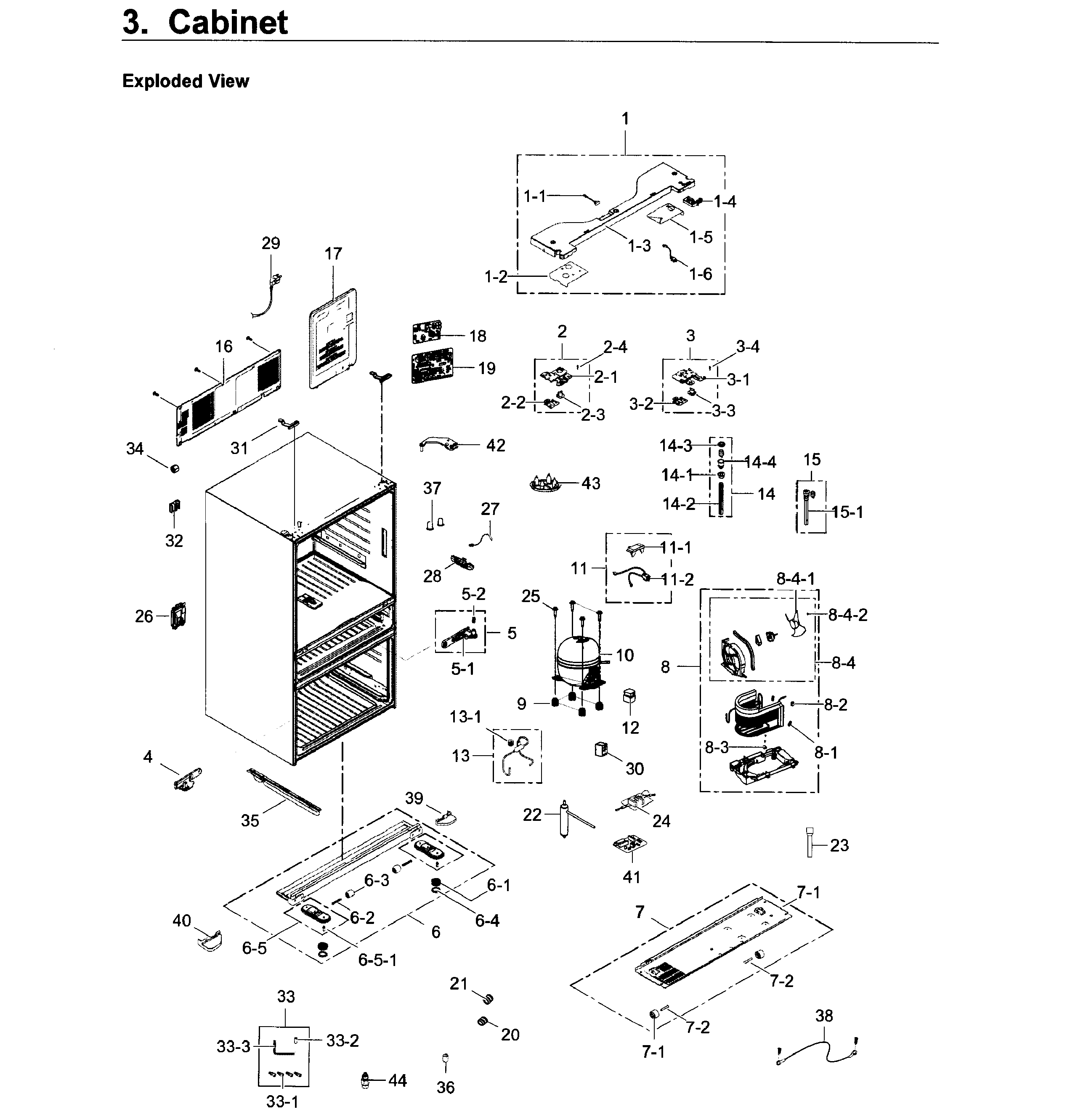 Cabinet Diagram and Parts List for RF22KREDBSG AA-0000 Samsung Refrigerator