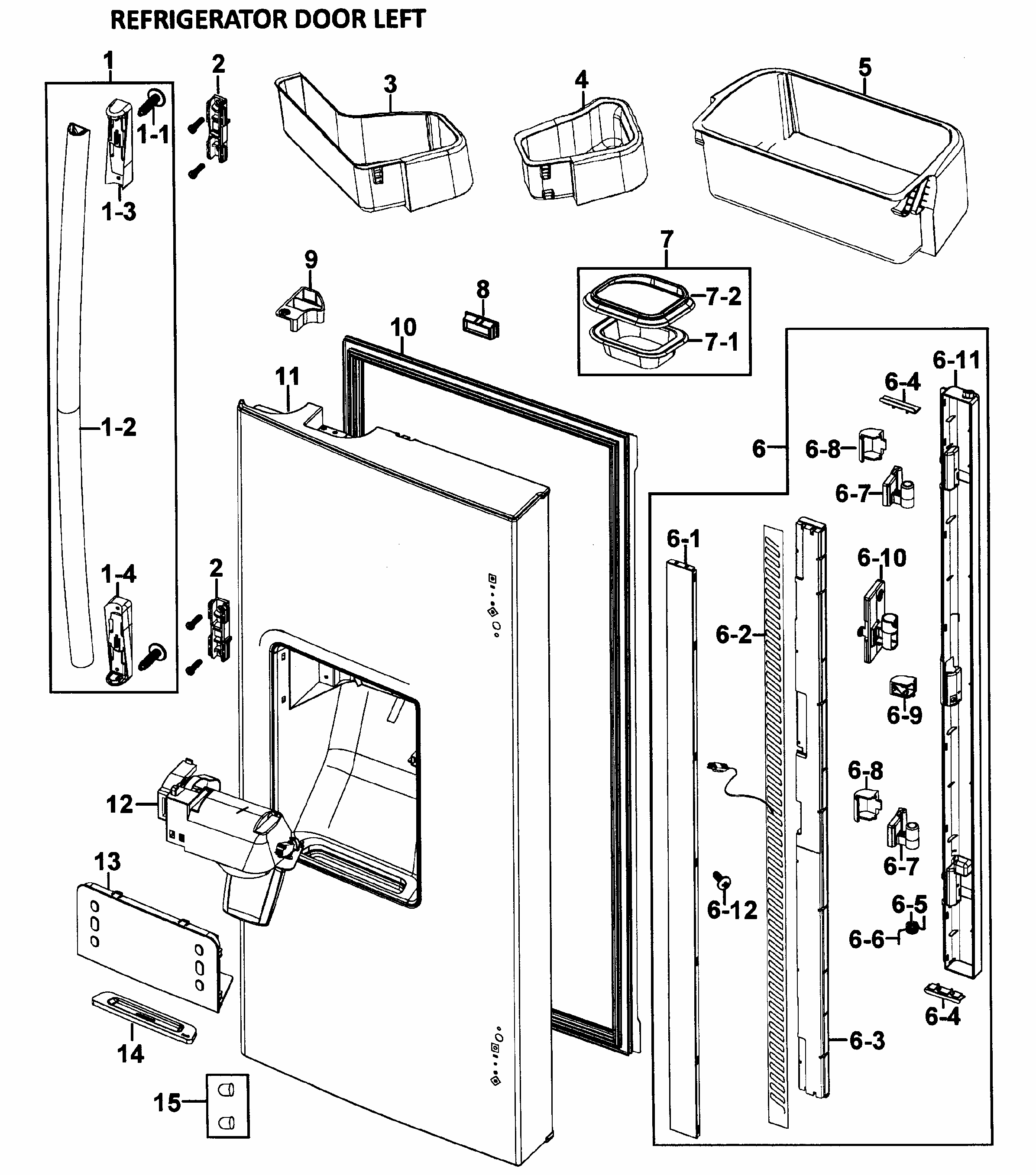 Left Door Diagram and Parts List for RF26VABPN XAA-0000 Samsung Refrigerator