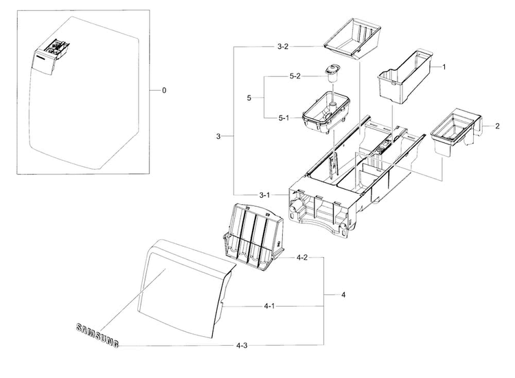 Drawer Diagram and Parts List for WF395BTPAWR A2-0000 Samsung Washer