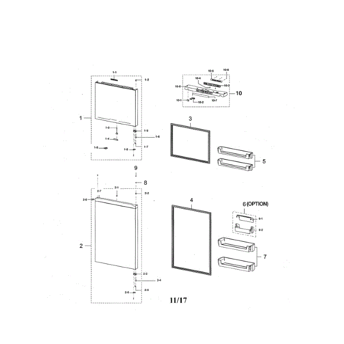 Door Compartment Diagram and Parts List for RT21M6213SG AA-01 Samsung Refrigerator