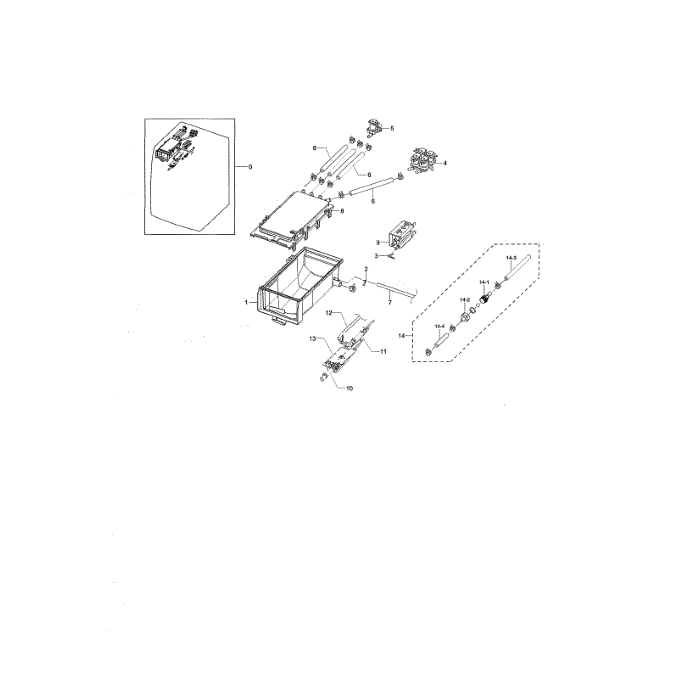 Drawer Housing Diagram and Parts List for WF338AAW XAA-00 Samsung Washer