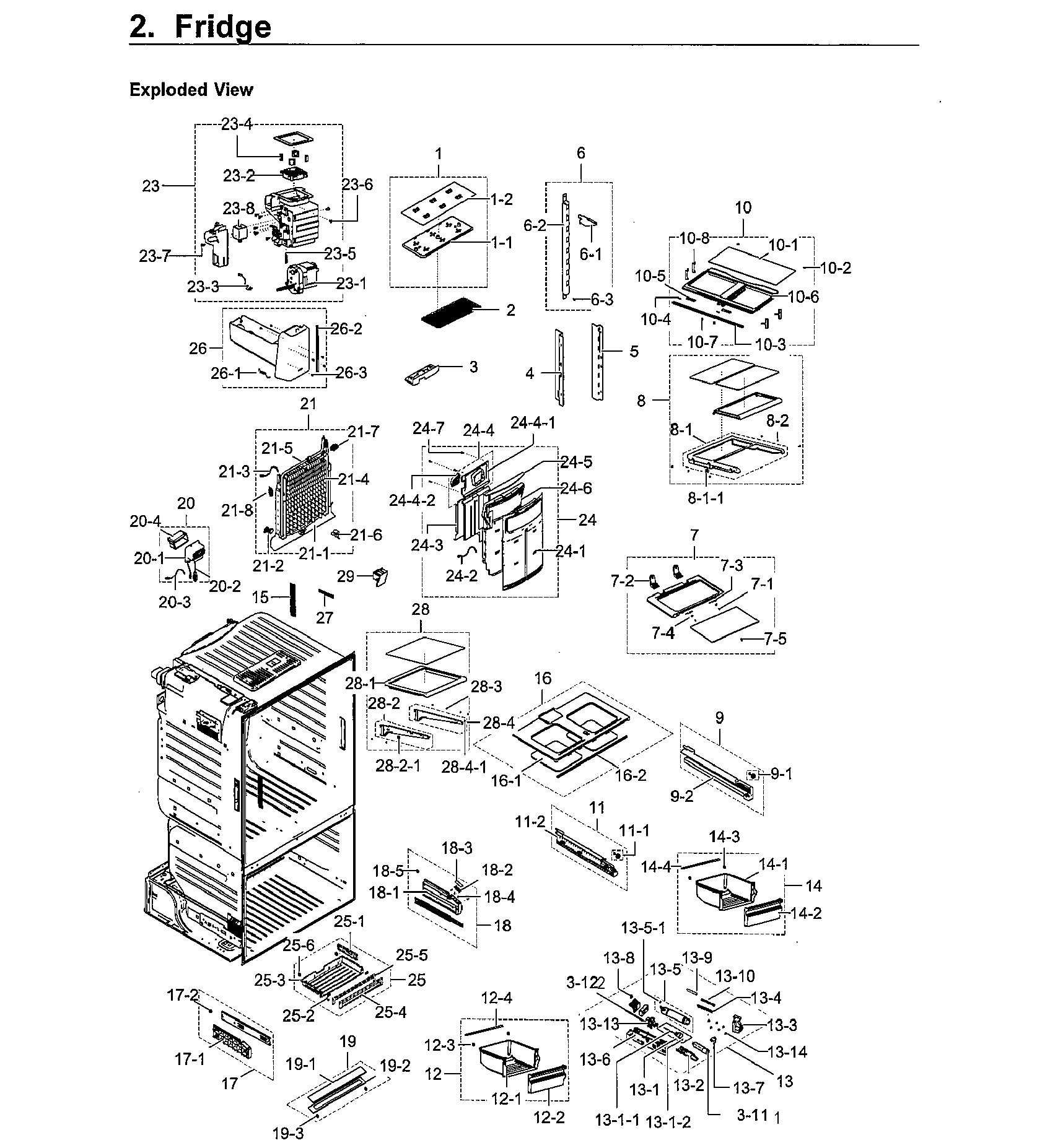 Fridge Diagram and Parts List for RF23HCEDBWW AA-0013 Samsung Refrigerator