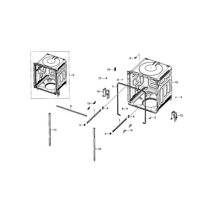 Tub Assembly Diagram and Parts List for DW80J3020UB AA-00 Samsung Dishwasher