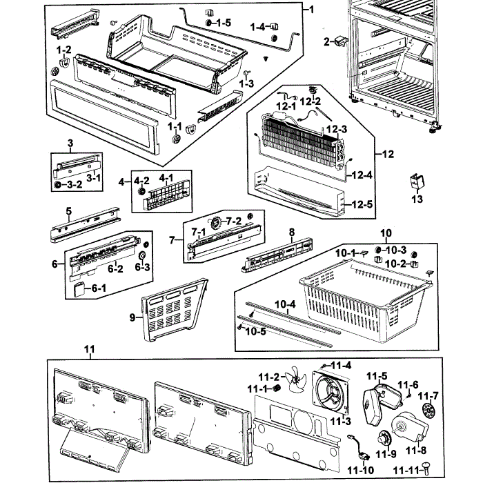 Freezer Diagram and Parts List for RF267AEWP XAA-00 Samsung Refrigerator