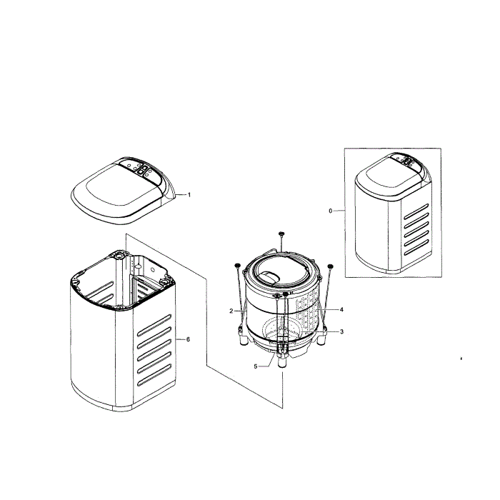 Main Assembly Diagram and Parts List for WB09H7300GW A1-00 Samsung Washer