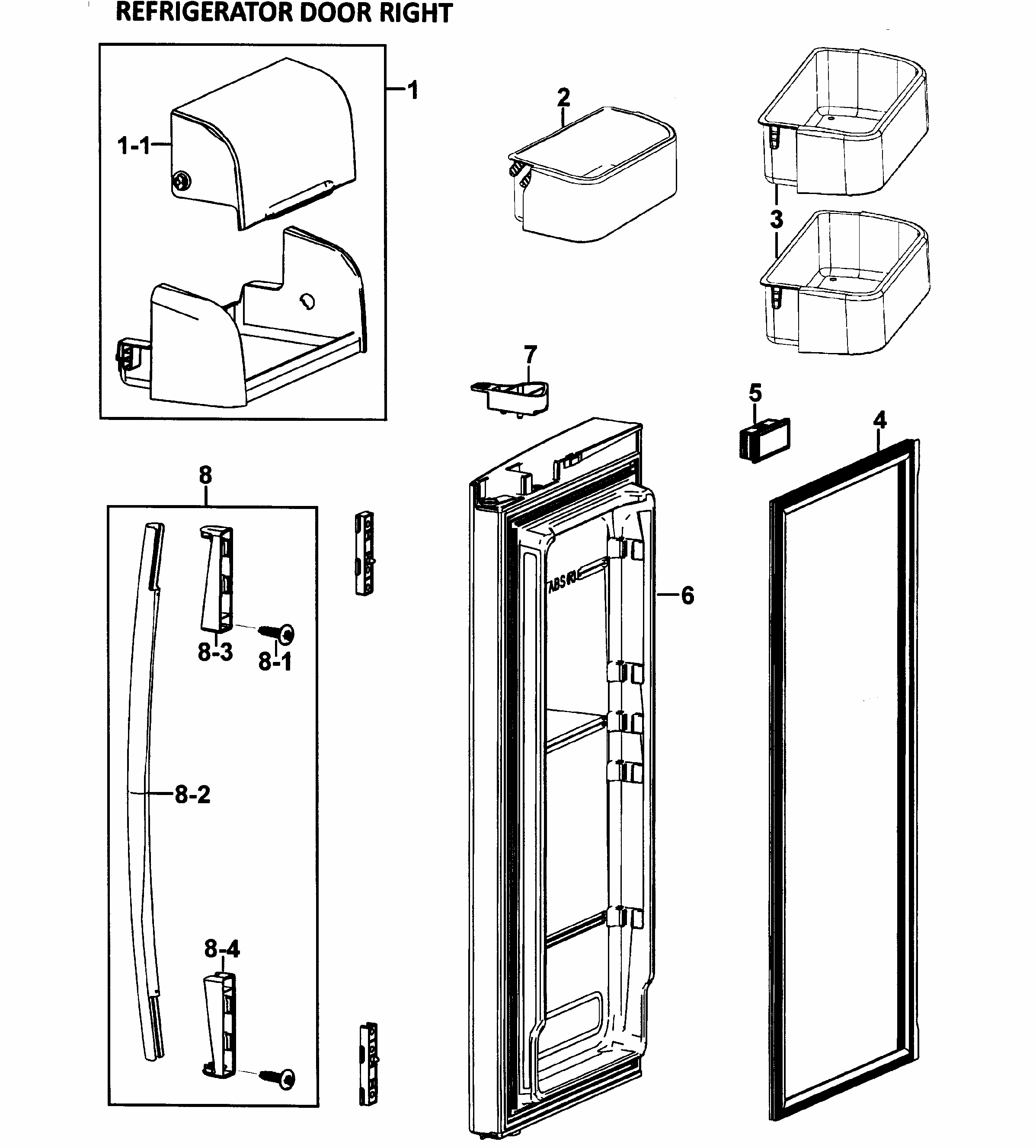 Right Door Diagram and Parts List for RF26VACWP XAA-0000 Samsung Refrigerator
