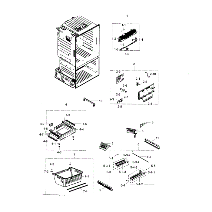 Freezer Diagram and Parts List for RF28HDEDBSR (AA)(0000) Samsung Refrigerator