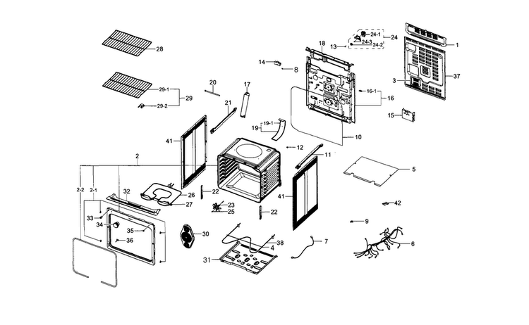 Main Asy Diagram and Parts List for NE59J3420SB AA-0002 Samsung Range