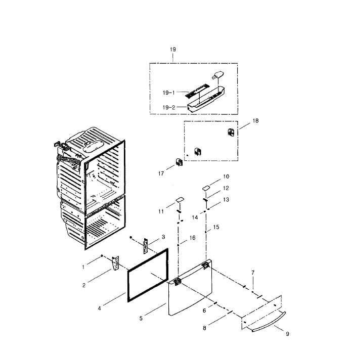 Freezer Door Diagram and Parts List for RFG296HDBP XAA-02 Samsung Refrigerator