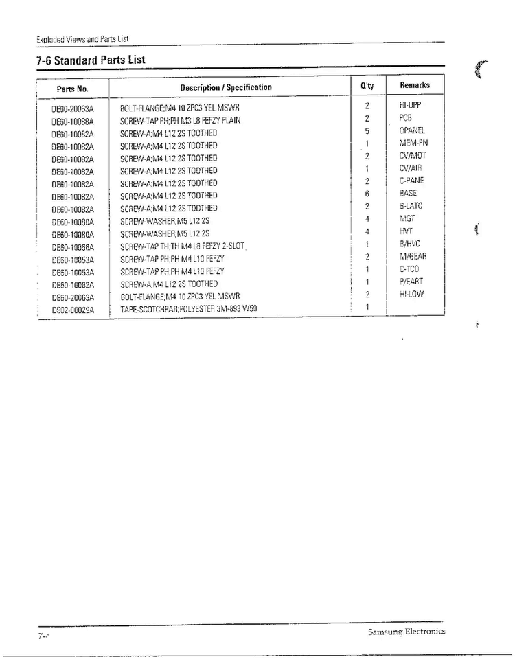Main Parts List Page 4 Diagram and Parts List for MW6580W XAA Samsung Microwave
