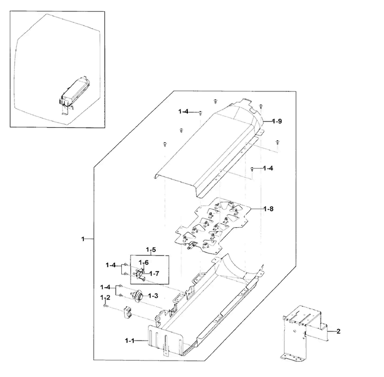 Duct Heater Diagram and Parts List for DV330AEB XAA-0000 Samsung Dryer
