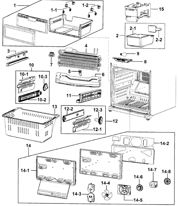 Freezer Diagram and Parts List for RB217ABBP XAA-0000 Samsung Refrigerator