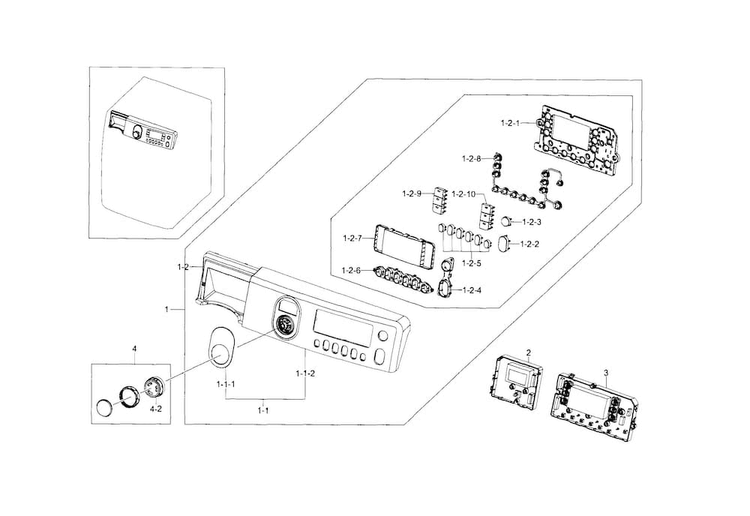 Control Panel Diagram and Parts List for WF448AAP XAA-0007 Samsung Washer