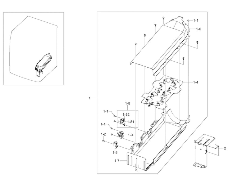 Duct Heater Diagram and Parts List for DV400EWHDWR AA-0000 Samsung Dryer