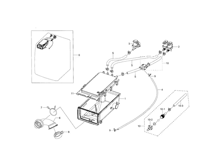 Housing Drawer Diagram and Parts List for WF210ANW XAA-0002 Samsung Washer