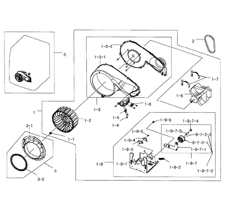 Motor Assy Diagram and Parts List for DV448AEP XAA-0002 Samsung Dryer