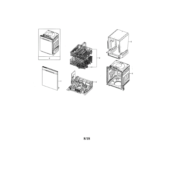 Main Unit Diagram and Parts List for DW80K5050US AA-01 Samsung Dishwasher