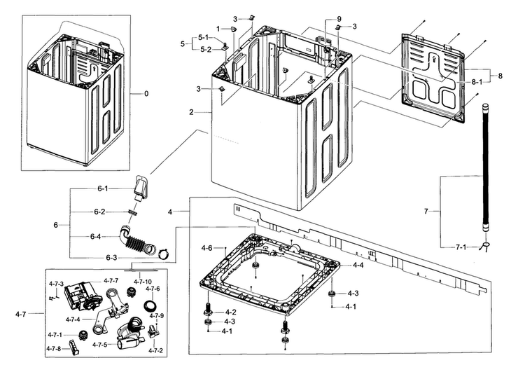 Frame Diagram and Parts List for WA456DRHDSU AA-0003 Samsung Washer