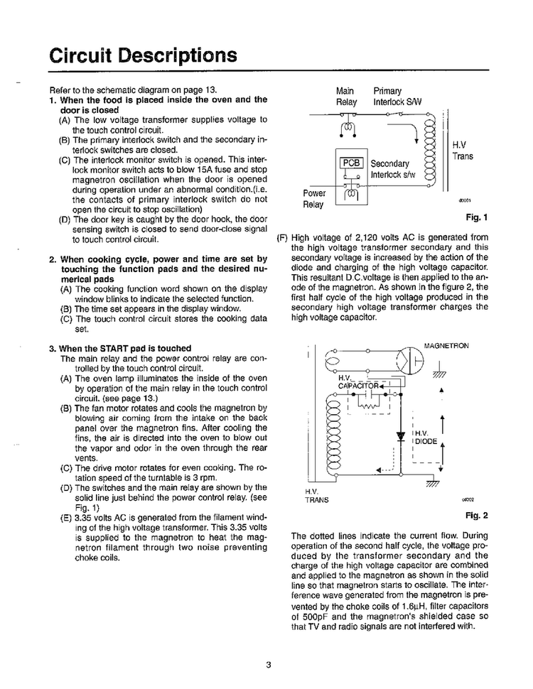 Circuit Descriptions Diagram and Parts List for MW5620T XAA Samsung Microwave