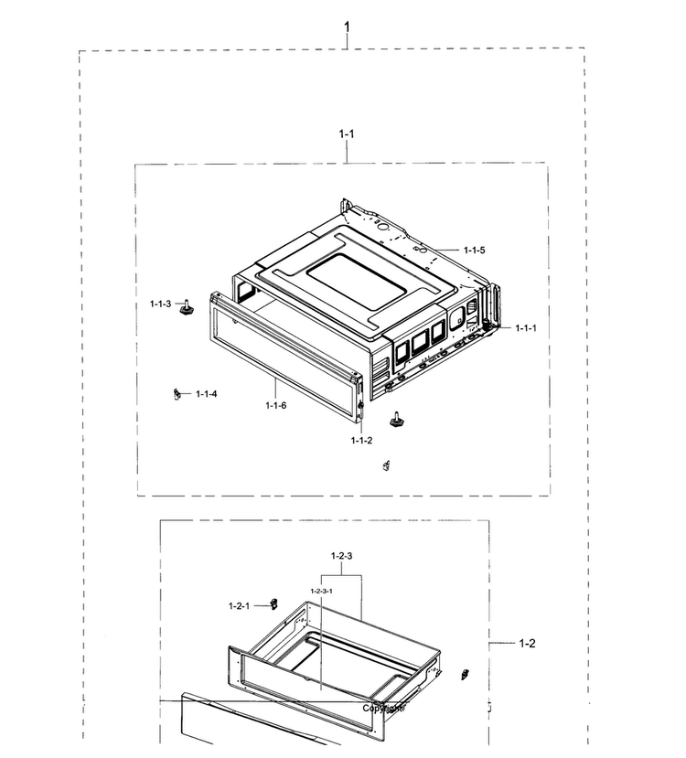 Drawer Diagram and Parts List for NE59J3421SS AA-0002 Samsung Range