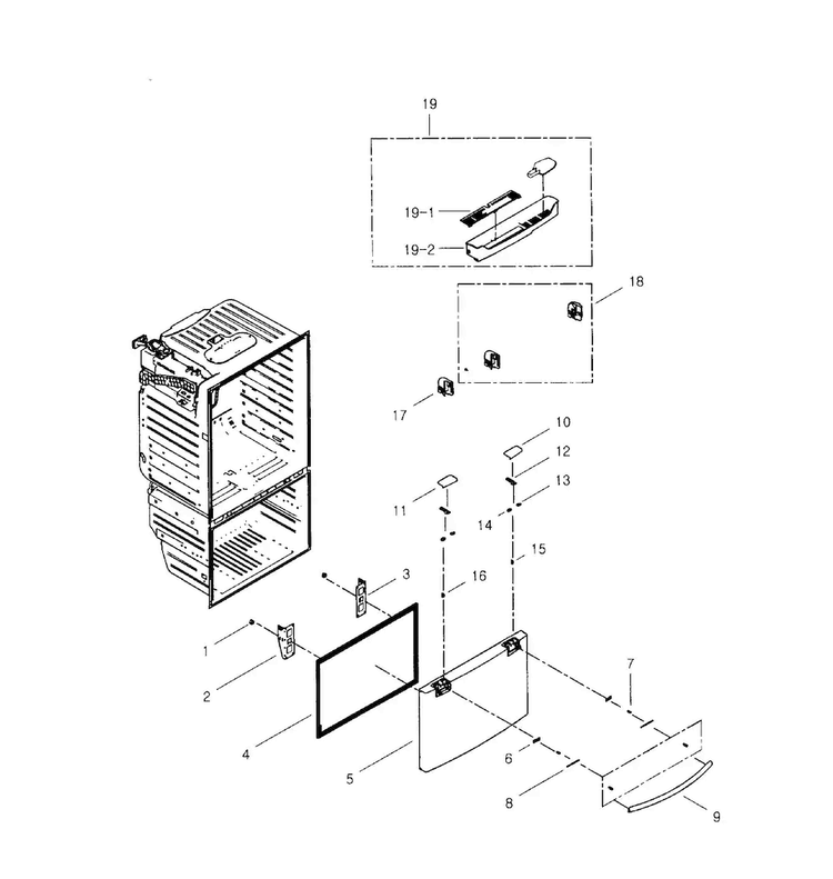 Freezer Door Diagram and Parts List for RFG296HDPN XAA-0001 Samsung Refrigerator