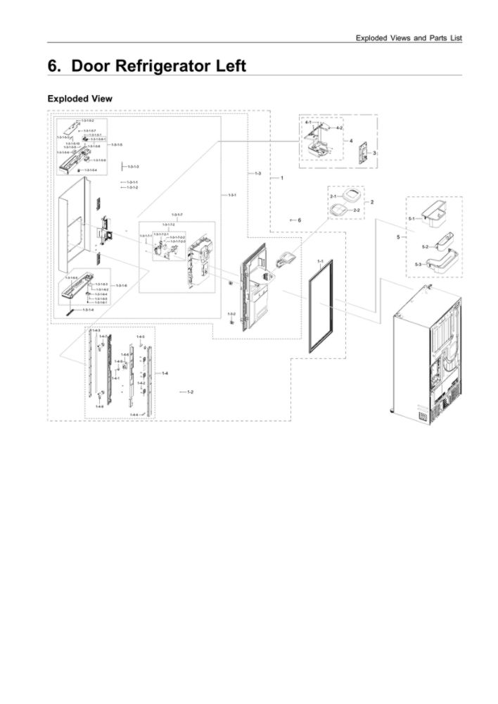 Left Refrigerator Door Parts Diagram and Parts List for RF22R7551SR AA-00 Samsung Refrigerator