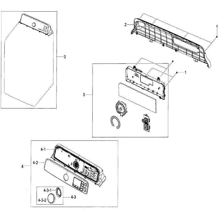 Control Panel Diagram and Parts List for DV48J7770GP A2-00 Samsung Dryer
